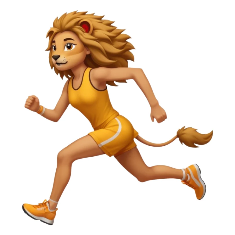 High resolution of a running women lion sticker