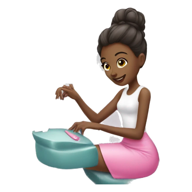 Girl getting a manicure at nail salon sticker