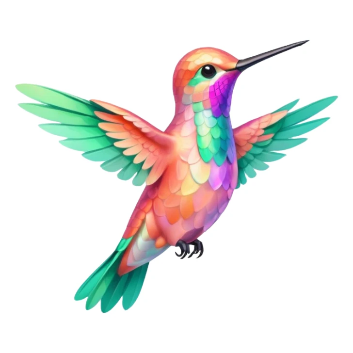 peach pink and mint humming bird, verywarm colours  sticker