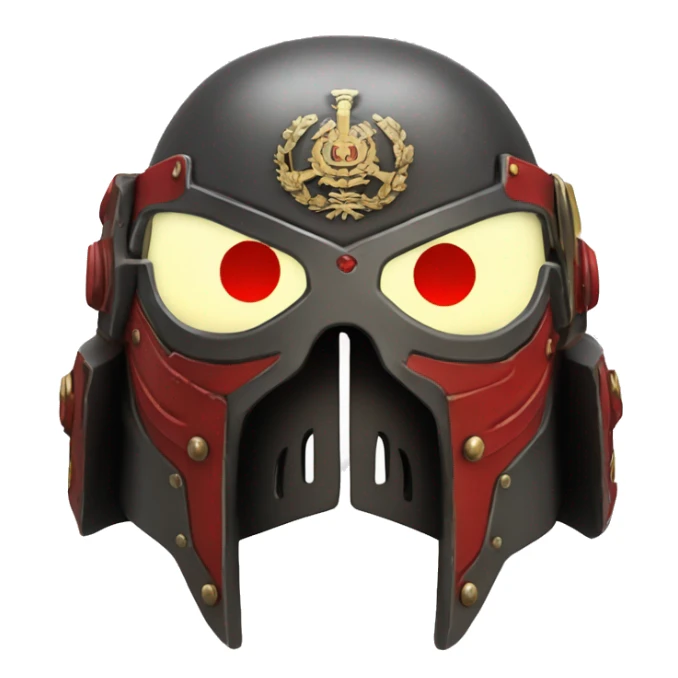 Warhammer 40K helmet with red lenses, featuring the Russian coat of arms. sticker
