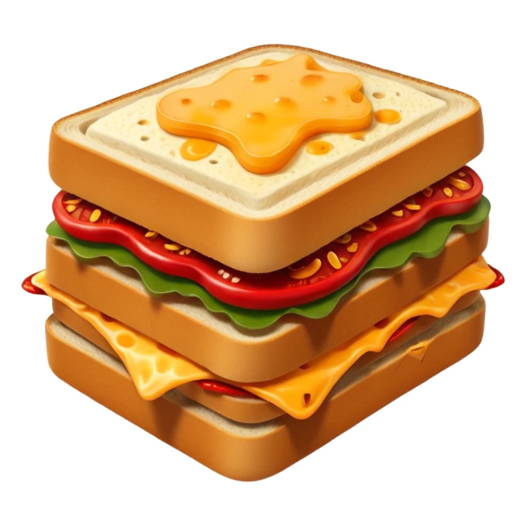 spicy sucuk sandwich object icon, toasted bread, sliced spicy sucuk inside, melted cheese, red chili peppers, steam coming out, 3D cartoon, mobile game icon style, centered, clean background, soft shadow, no text, no watermark
 sticker