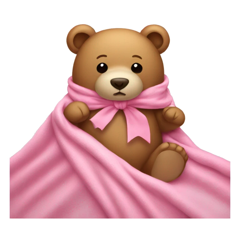 Stuffed bear wearing a bow covered with a pink blanket cute sticker