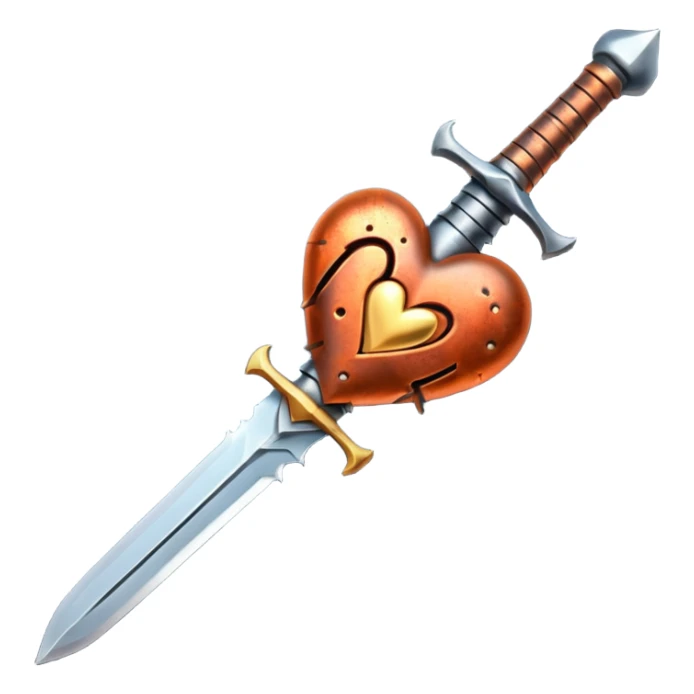 Dik şekilde kalbin içinden geçen Kılıç sticker