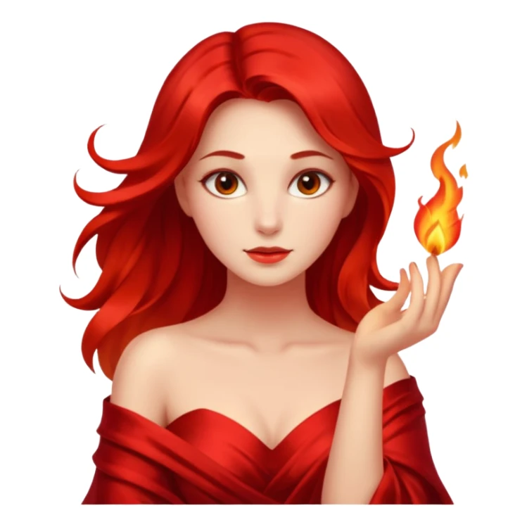 Woman slowly letting red silk fall from her shoulders, firelight flicker sticker