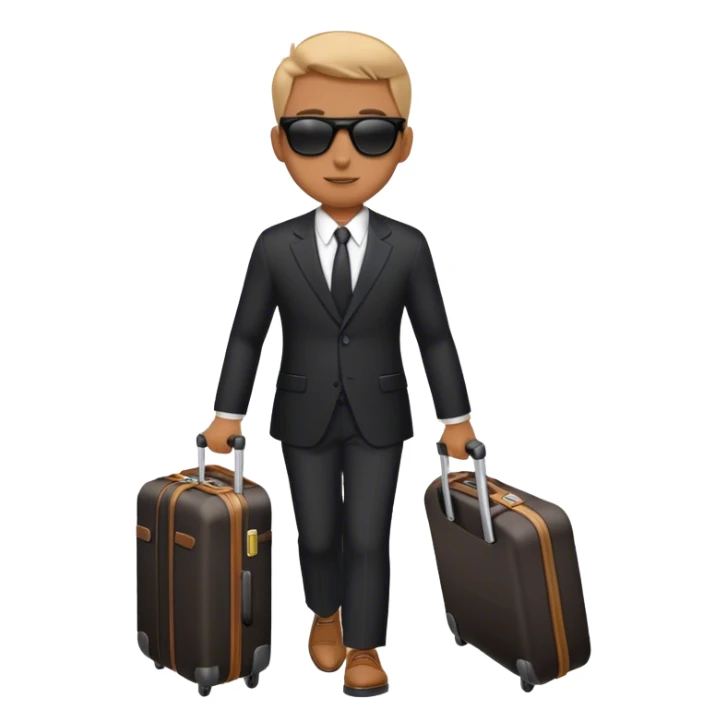 man in black with suitcase sunglases sticker