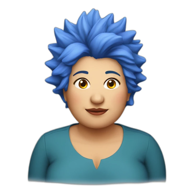 Middle-aged fat Chilean woman short spiky bright blue hair sticker