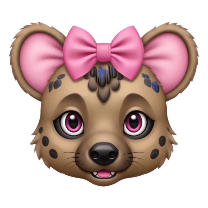 hyena with a pink bow, big sweet eyes sticker