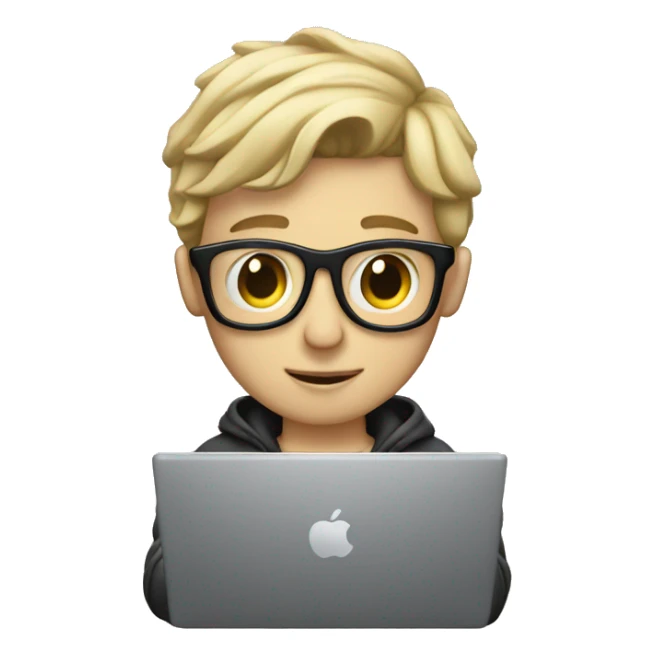 white boy music producer with macbook sticker