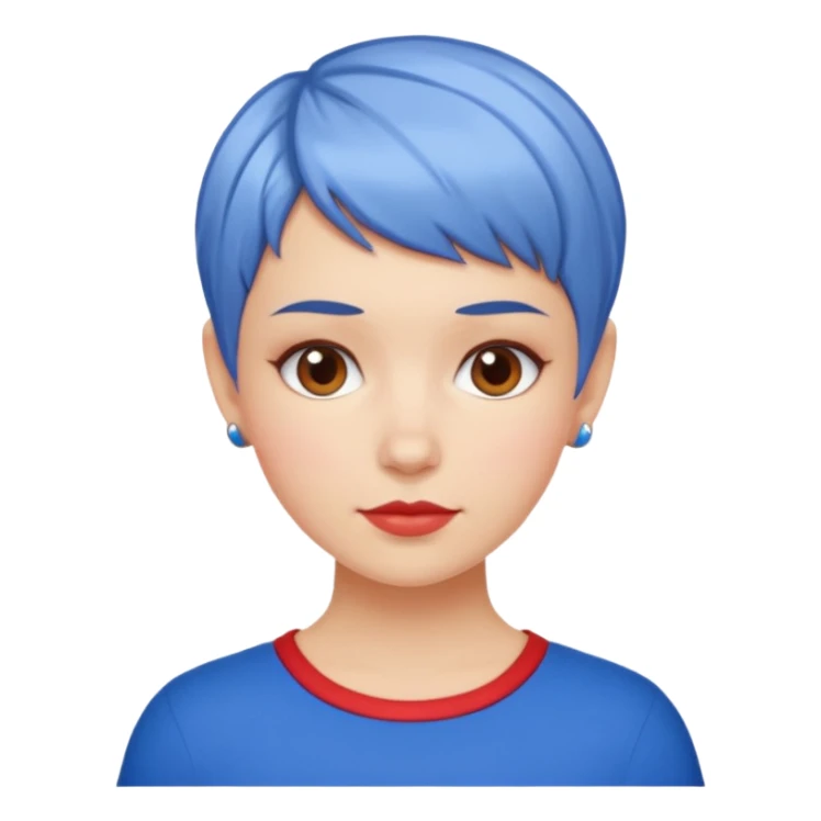 white girl pixie cut red and blue shirt sticker