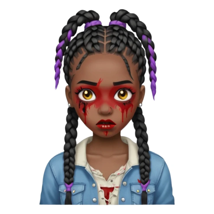 swag zombie black girl with braids sticker
