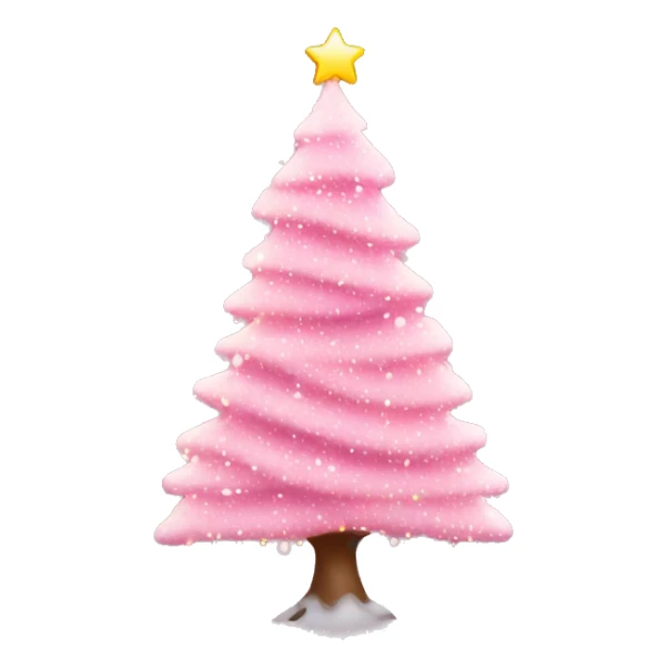 Pink Christmas tree with lights and snow  sticker