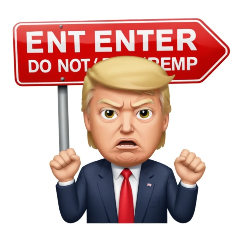 Angry Donald Trump with a do not enter sign over him sticker