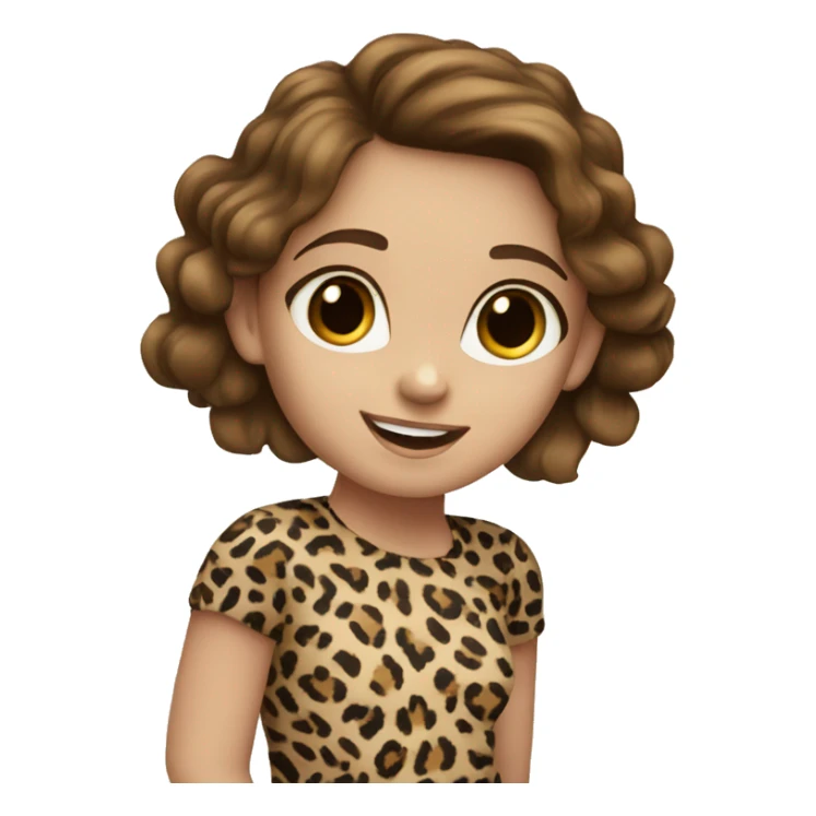 Brown haired girl with blue eyes wearing a leopard print top  sticker