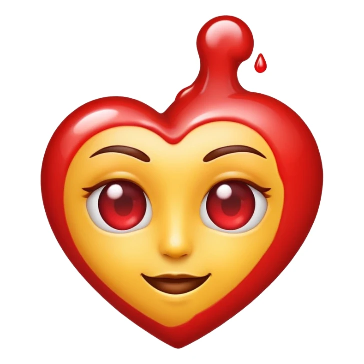 Glaze liquid on heart eye emoji sticker