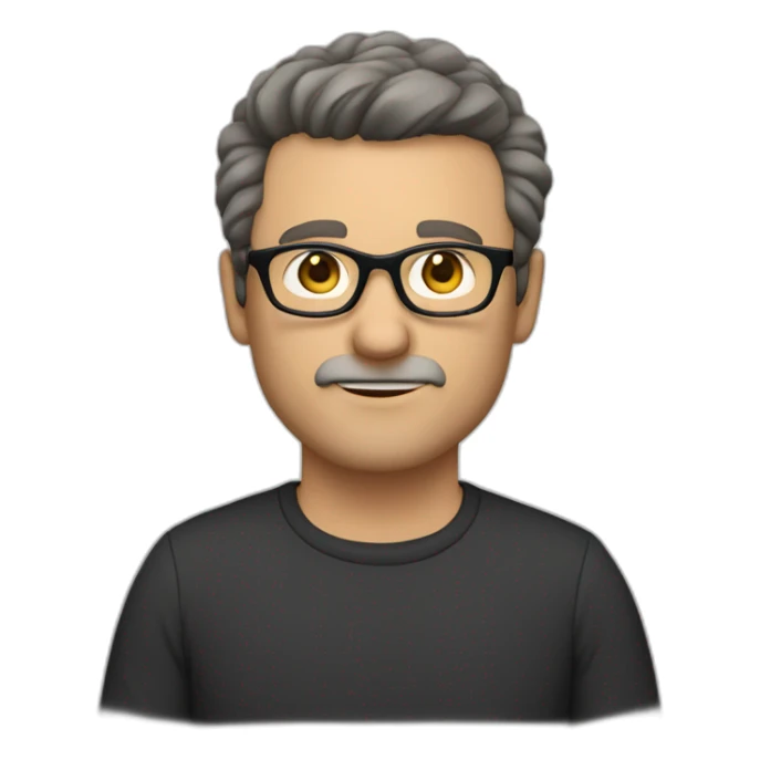 middle age lean white man, black short hair, black glasses, dark brown eyes, no facial hair sticker