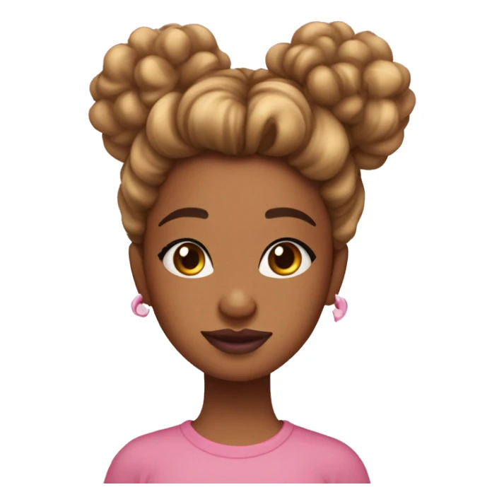 Pretty caramel skin with curly messy bun and pink lips sticker