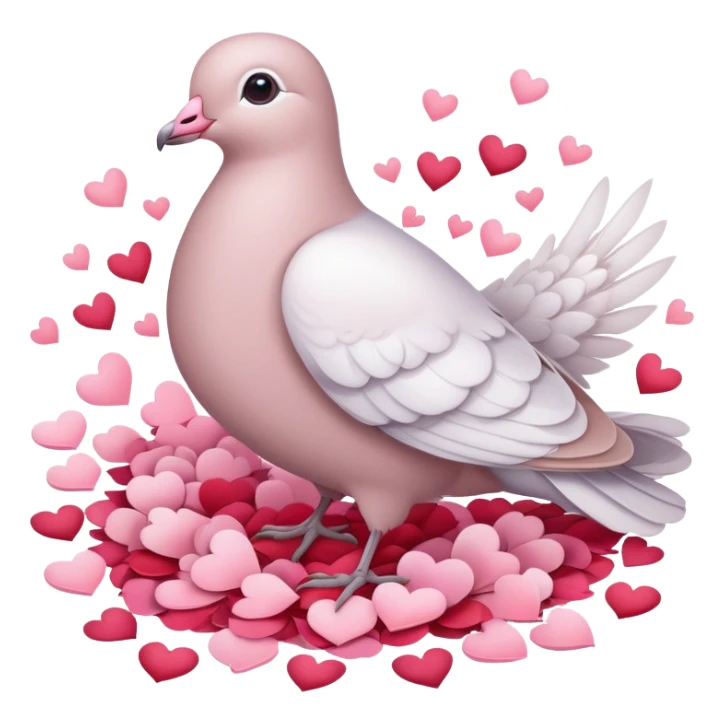 Pastel white-pinkish Romantic dove with hearts and rose-petals sticker