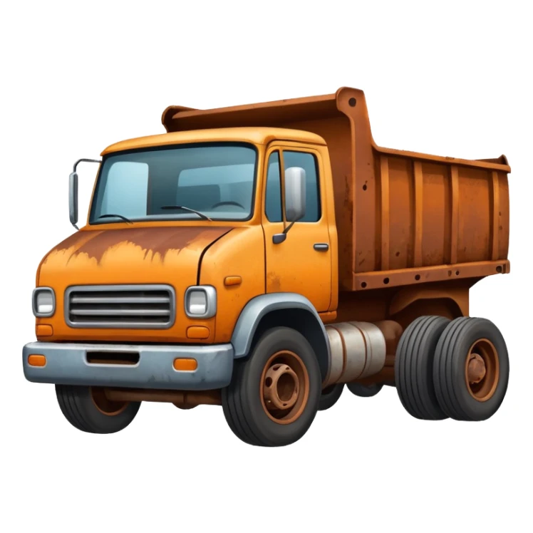 Truck damaged like junkyard with no wheels and trusted  sticker