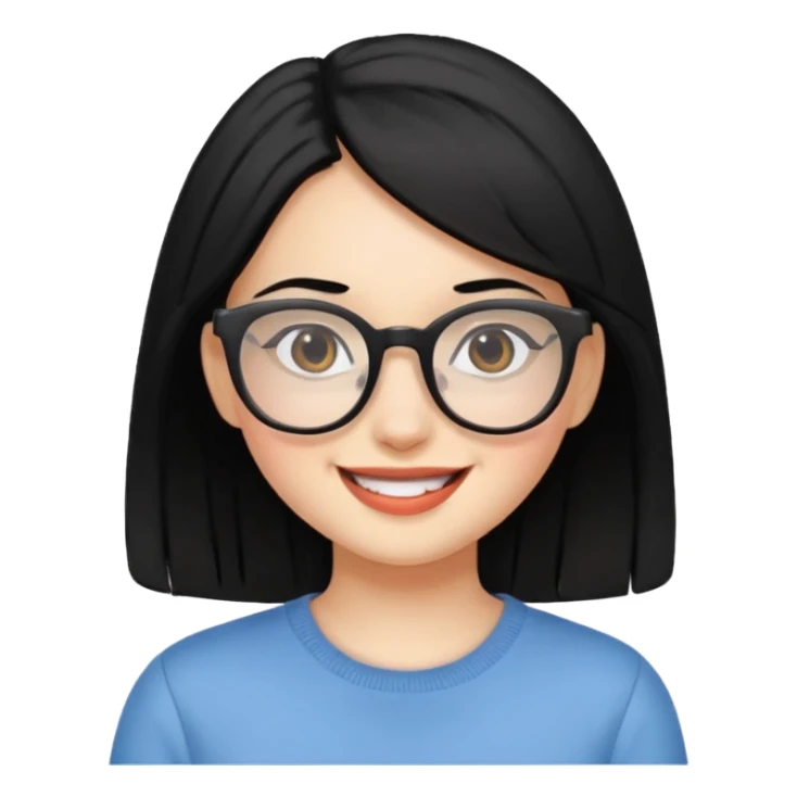 gozluklu siyah sacli kiz sticker