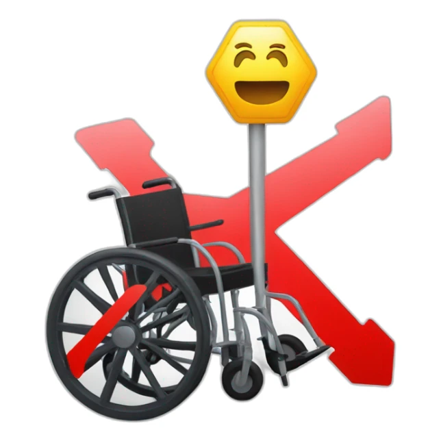 wheel chair with a stop sign in the wheel sticker