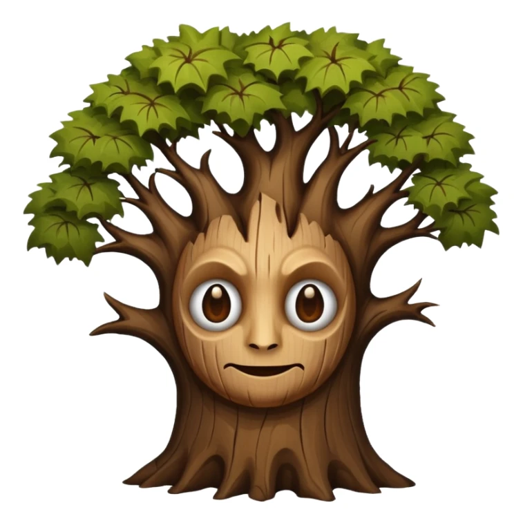 Make a wood with a face and wooden legs and arms and a bat sticker