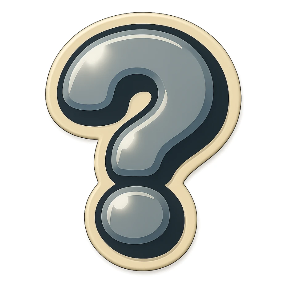 gray question mark badge sticker