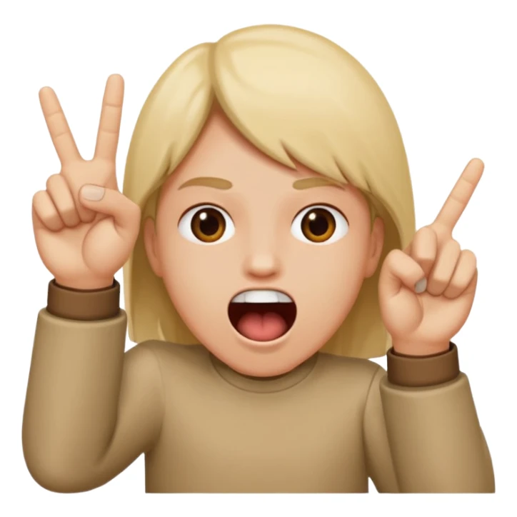 face with wide open mouth and two fingers inside while other fingers are in rock positions sticker