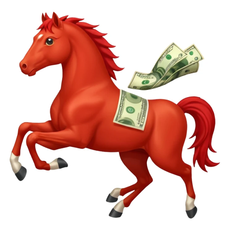red horse agressive running money sticker