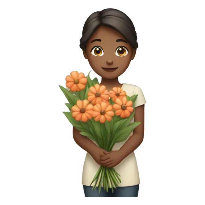 Girl holding an big boquet sticker