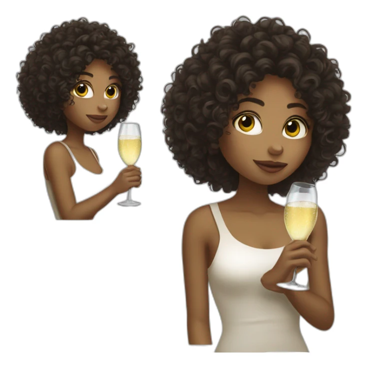 Curly hair girl drinking prosecco sticker