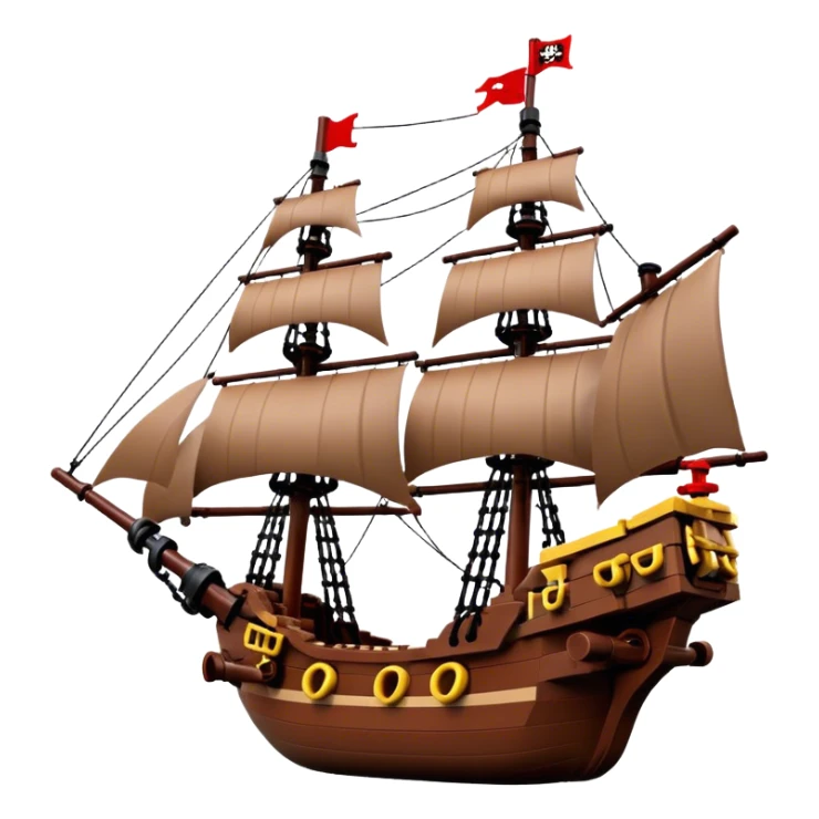 Pirate Ship (Toy) - Lego Pirate Ship (Model Year: 2021) (Iconic colour: Brown with red sails) sticker
