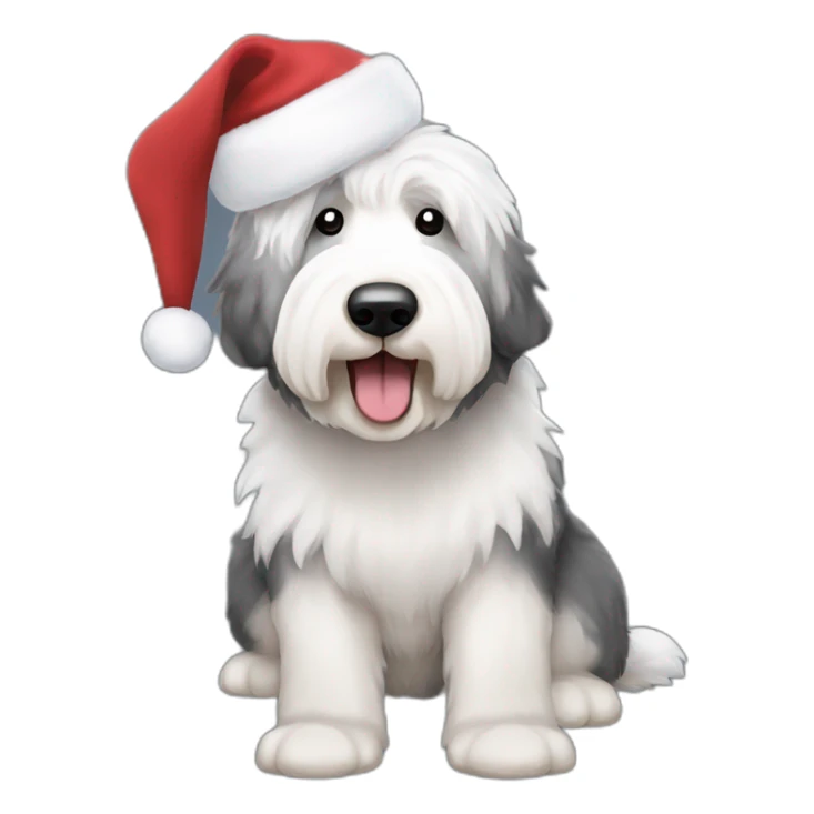 Old English Sheepdog as Santa sticker