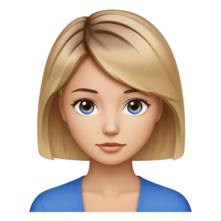 frau braune-blond balayage, kurzhaarfrisur, blaue Augen sticker