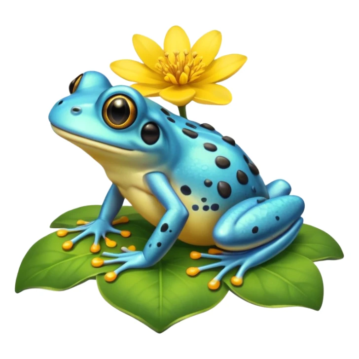 cyan frog on top of flower sticker