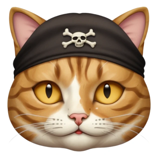 pirate cat with one closed eye with eye mask sticker