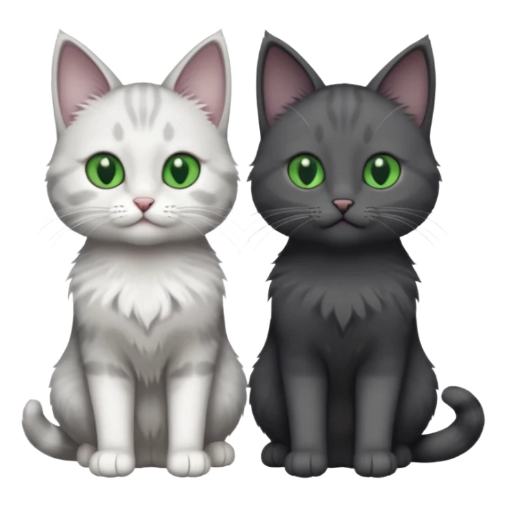 2 different coloured grey cats including one dark grey and white cat and one completely solid dark grey cat with green eyes and only white paws sticker