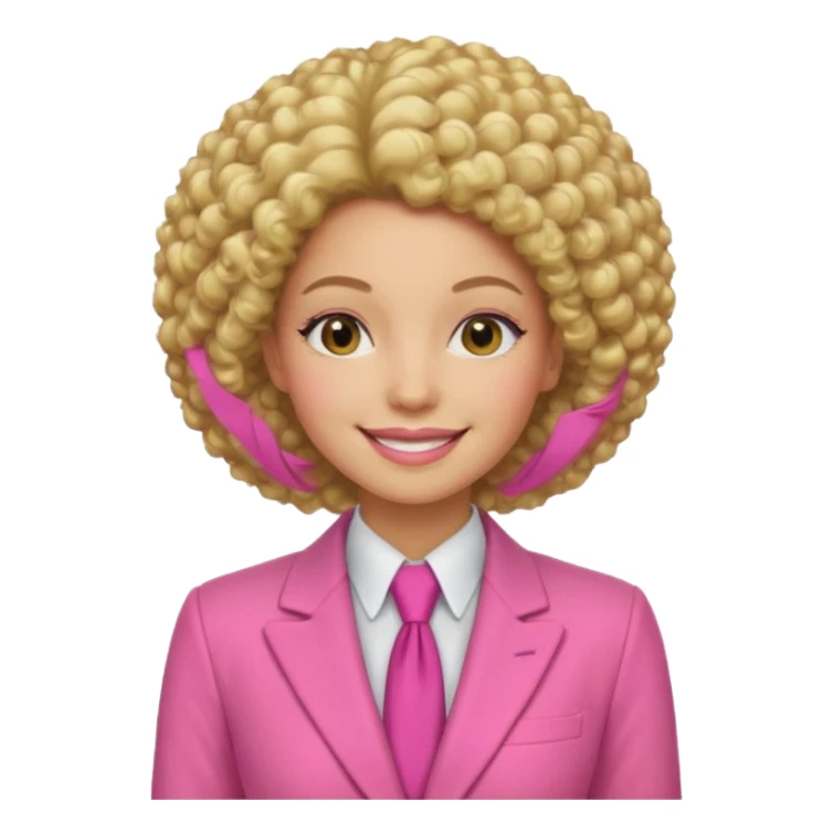 afro blonde hair woman pink suit sticker