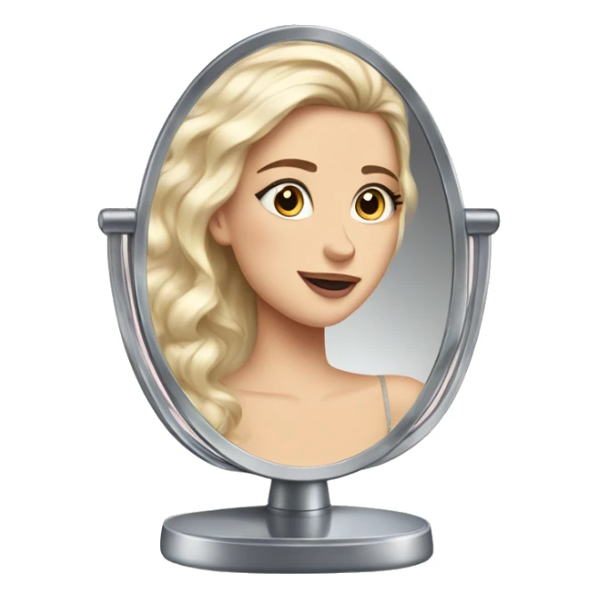 beautiful fancy white girl looking at herself in vanity mirror  sticker