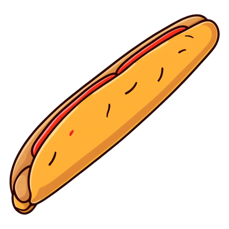 Large baguette with red coloured tip oozing mayonnaise  sticker