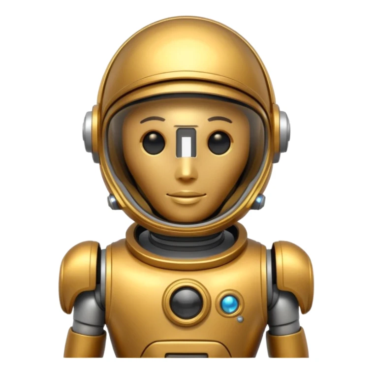 robot with golden astronaut's helmet  sticker