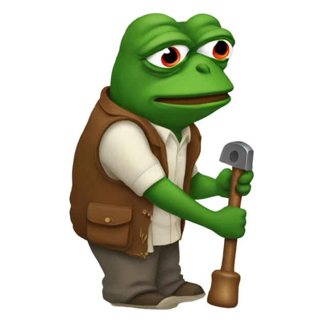 pepe with a ban hammer that says "self-excluded" sticker