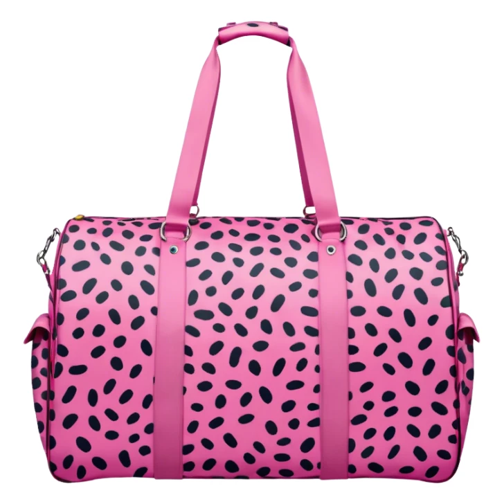 oversized pink cheetah print duffle bag with clothes coming out of it  sticker