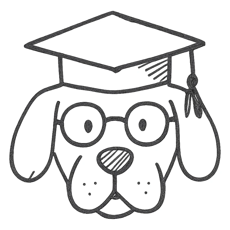 dog in a professor's hat and glasses sticker