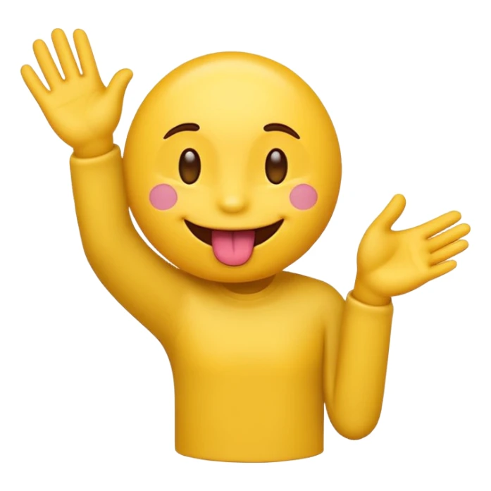 Create an emoji with its tongue out and it’s hands to the side  sticker