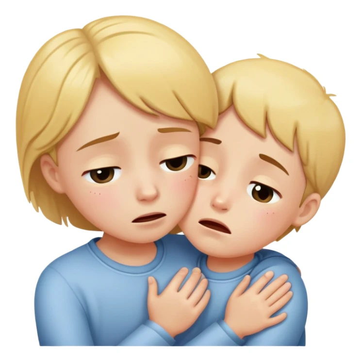 two children, one comforting the other who is crying, caring and friendly sticker