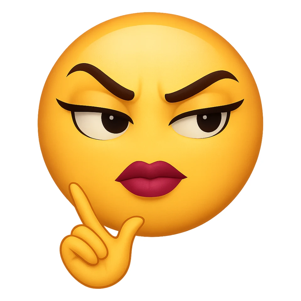 slay emoji, fierce side-eye, empowered vibe, no background sticker