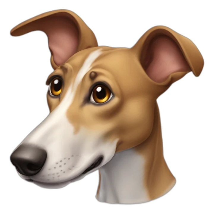 perro mestizo completamente marron claro mezcla de galgo y pastor con orejas en punta Garcia arriba y grandes sticker