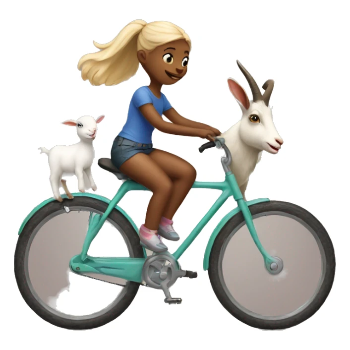 Girl Bunny and goat riding a bike sticker