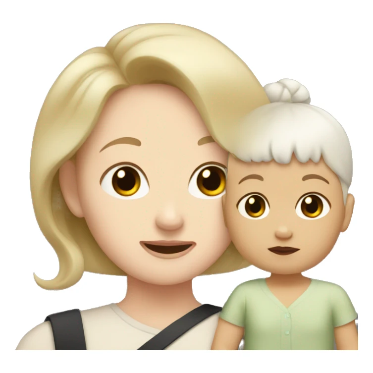 White mom and Asian baby sticker