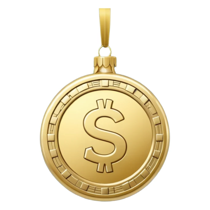 money themed christmas ornament hanging from a thread sticker